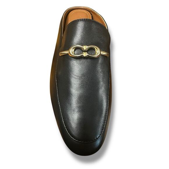 COACH Sienna Leather Slide Loafer Shoes Mule Clog Black Gold Luxury Women Sz 7.5 - Picture 11 of 16